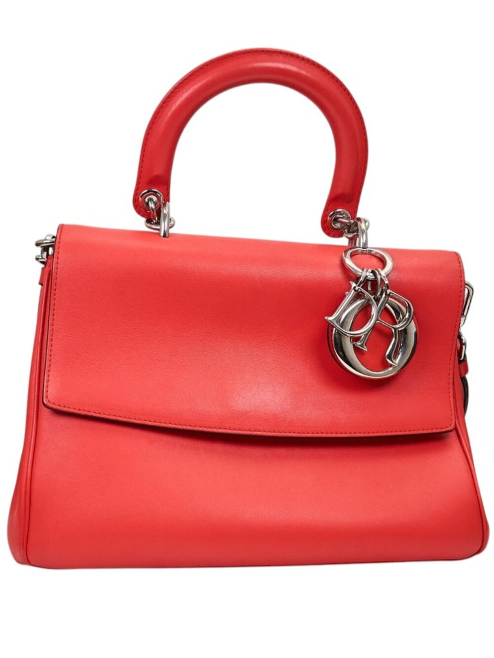 Dior Be Red Calfskin Leather Top Handle Bag